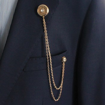 Beyaz Taşlı Ceket Yaka İğnesi