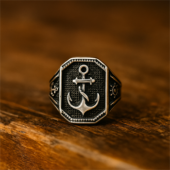 Çapa Figürlü Gümüş Yüzük