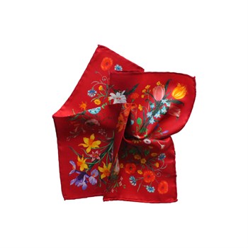 Çiçek Desenli İpek Cep Mendili