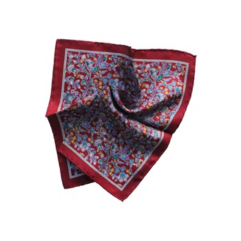 Çiçek Desenli İpek Cep Mendili