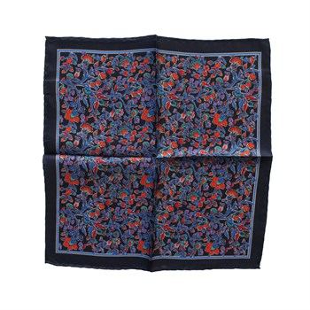 Çiçek Desenli İpek Cep Mendili