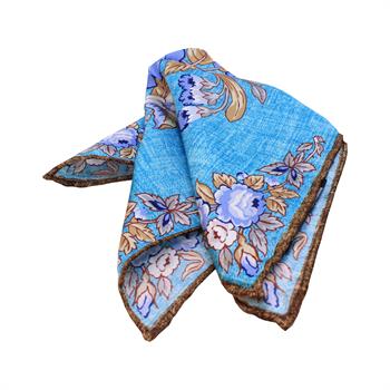 Çiçek Desenli İpek Cep Mendili 