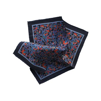 Çiçek Desenli İpek Cep Mendili