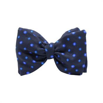 Çiçek Desenli Lacivert Açık Papyon