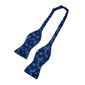 Çiçek Desenli Lacivert Açık Papyon