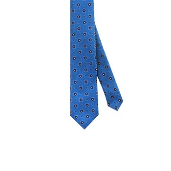 KravatCMC1445Çiçek Desenli Mavi Kravat