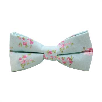 Çiçek Desenli Mavi Papyon