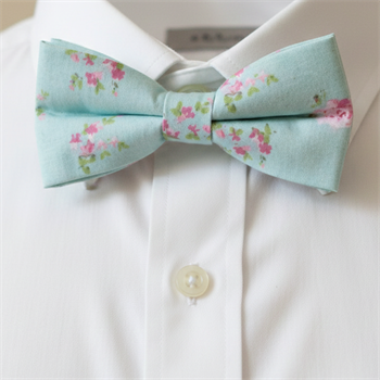 Çiçek Desenli Mavi Papyon