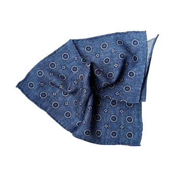 Çiçek Desenli Yün ve İpek Cep Mendili 