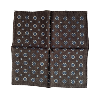 Çiçek Desenli Yün ve İpek Cep Mendili 