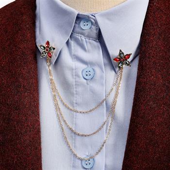 Çiçek Figürlü Gömlek Yaka İğnesi