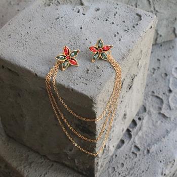 Çiçek Figürlü Gömlek Yaka İğnesi