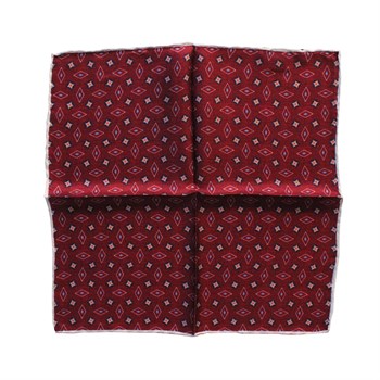 Desenli Bordo İpek Cep Mendili