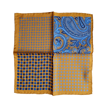 Dört Desenli İpek Cep Mendili 