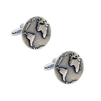 Dünya Figürlü Klasik Kol Düğmesi