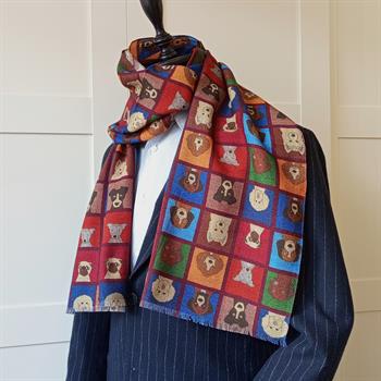 El Yapımı Köpek Desenli Yün Şal