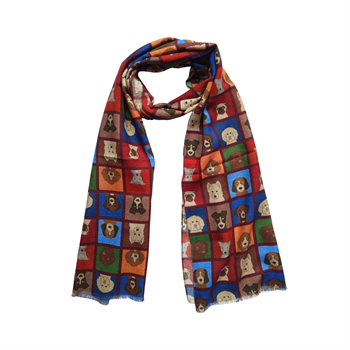 El Yapımı Köpek Desenli Yün Şal