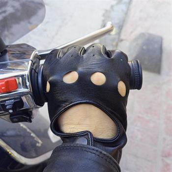 Erkek Siyah Deri Sürücü Eldiveni