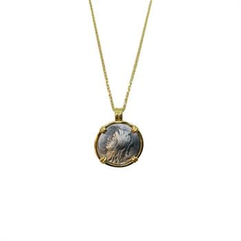 Eski Para Desenli Gümüş Kolye