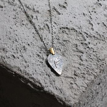 Fehu Viking Rün Desenli Gümüş Kolye