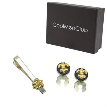 Hediye SetleriCMC2848Fleur De Lis Figürlü Geçmeli Kol Düğmesi ve Kravat İğnesi Seti