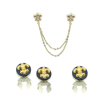 Fleur De Lis Figürlü Gömlek Aksesuar Seti