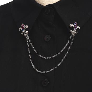 Fleur de Lis Figürlü Gömlek Yaka İğnesi