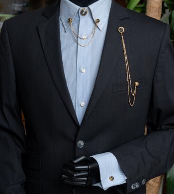 Füme Taşlı Ceket & Gömlek Aksesuar Seti