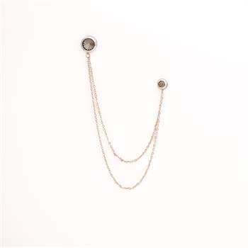 Füme Taşlı Ceket Yaka İğnesi