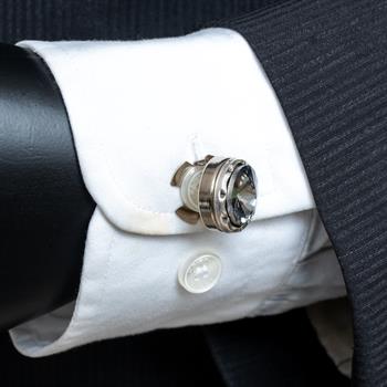 Füme Taşlı Geçmeli Kol Düğmesi 