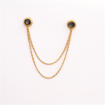 Füme Taşlı Gömlek Yaka İğnesi