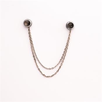 Füme Taşlı Gömlek Yaka İğnesi