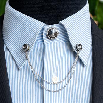 Füme Taşlı Gömlek Yaka İğnesi