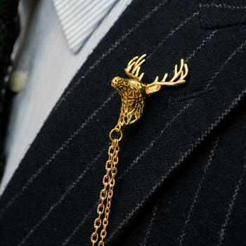 Geyik Figürlü Ceket Yaka İğnesi