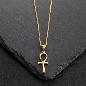 Gold Ankh Gümüş Kolye 