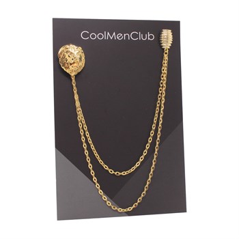 Gold Aslan Figürlü Ceket Yaka İğnesi