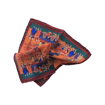 İnsanlar Desenli Yün Cep Mendili 