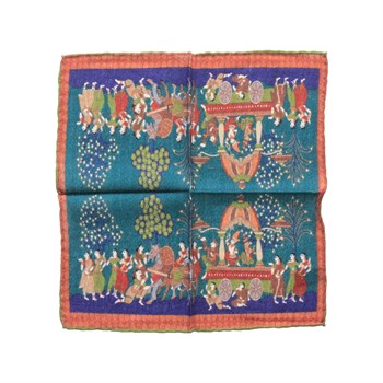 İnsanlar Desenli Yün Cep Mendili 