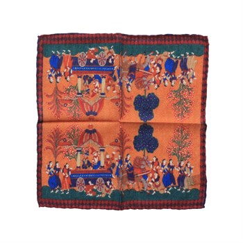 İnsanlar Desenli Yün Cep Mendili 