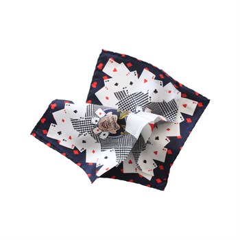 İskambil Kartı Desenli İpek Cep Mendili 