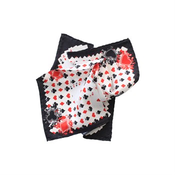 İskambil Kartı Desenli İpek Cep Mendili 