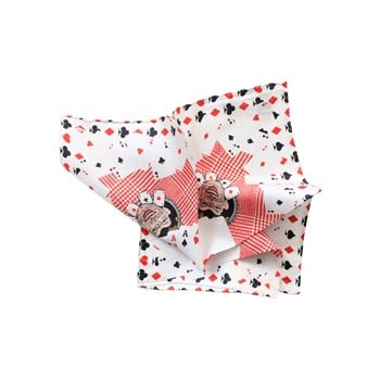 İskambil Kartı Desenli İpek Cep Mendili 