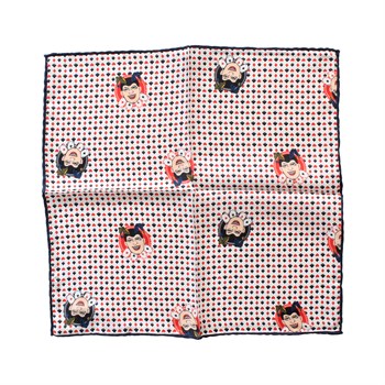 İskambil Kartı Desenli İpek Cep Mendili 