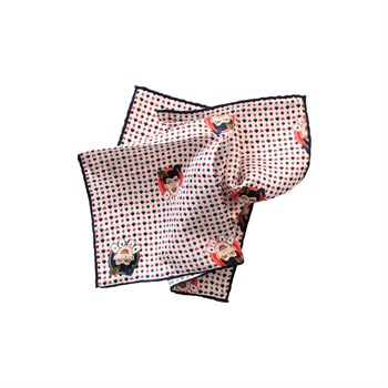 İskambil Kartı Desenli İpek Cep Mendili 