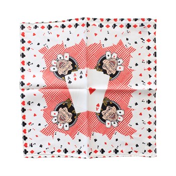 İskambil Kartı Desenli İpek Cep Mendili 