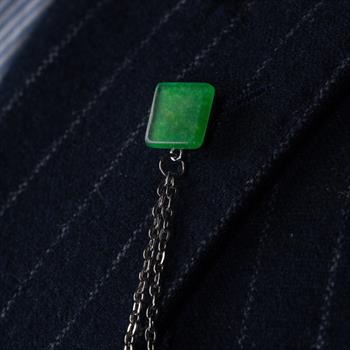 Jade Doğal Taş Ceket Yaka İğnesi