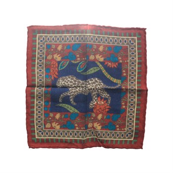 Jaguar Desenli Yün Cep Mendili 
