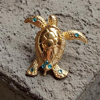 Kaplumbağa Figürlü Yaka Broşu