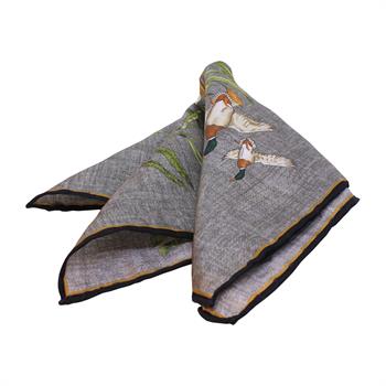 Kaz Desenli İpek Cep Mendili 