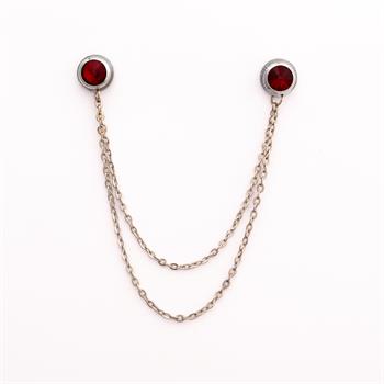 Kırmızı Taşlı Ceket & Gömlek Aksesuar Seti